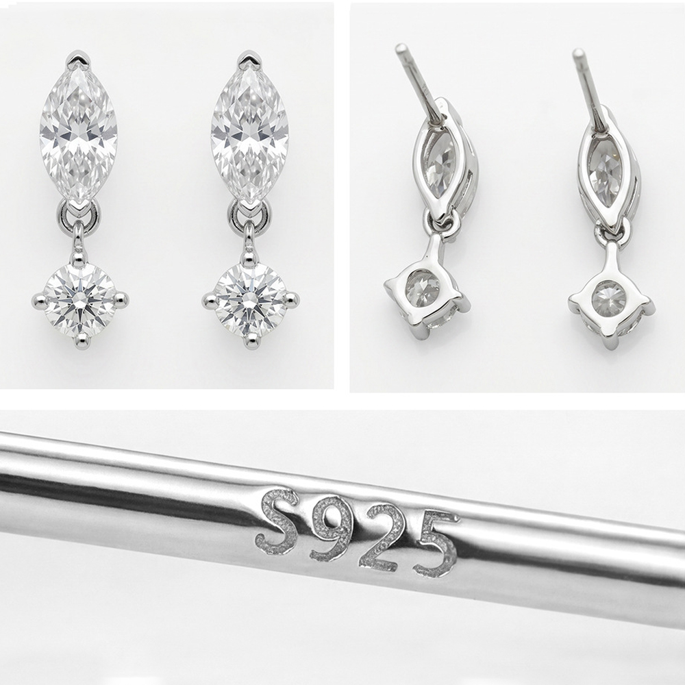 Anting-anting berbentuk tetesa - Moissanite Stud Earrings Round Cut 1Ct ulasan dan harga