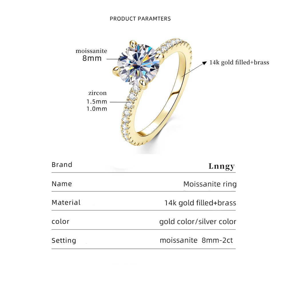Cincin Solitaire Moissanite 8M - Lab Grown Diamond Ring 14K Gold ulasan dan harga