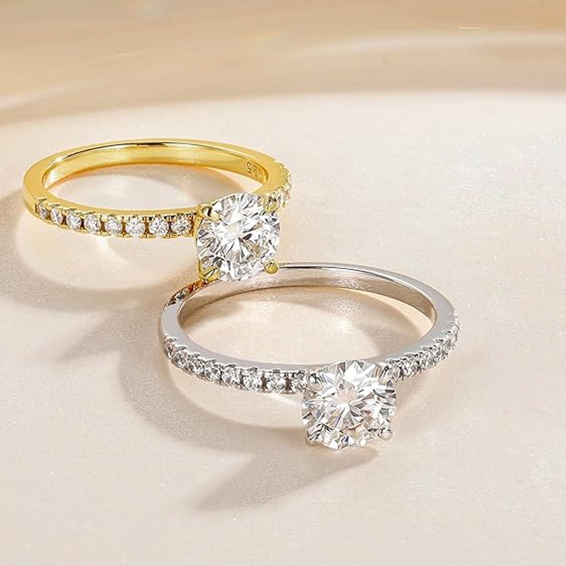 Cincin Solitaire Moissanite 8M - Lab Grown Diamond Ring 14K Gold ulasan dan harga