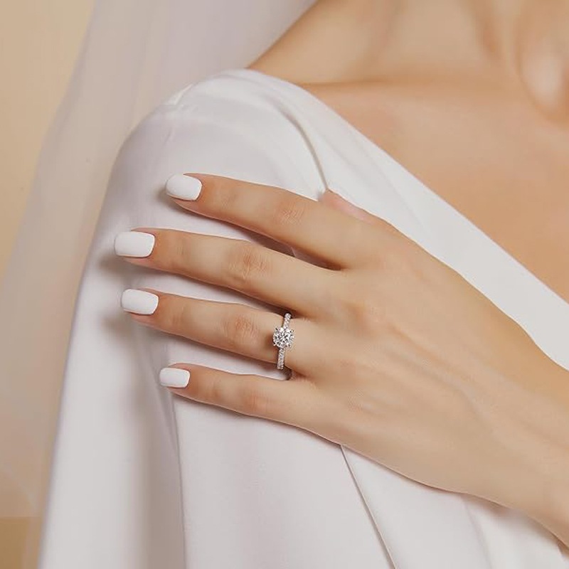 Cincin Solitaire Moissanite 8M - Lab Grown Diamond Ring 14K Gold ulasan dan harga