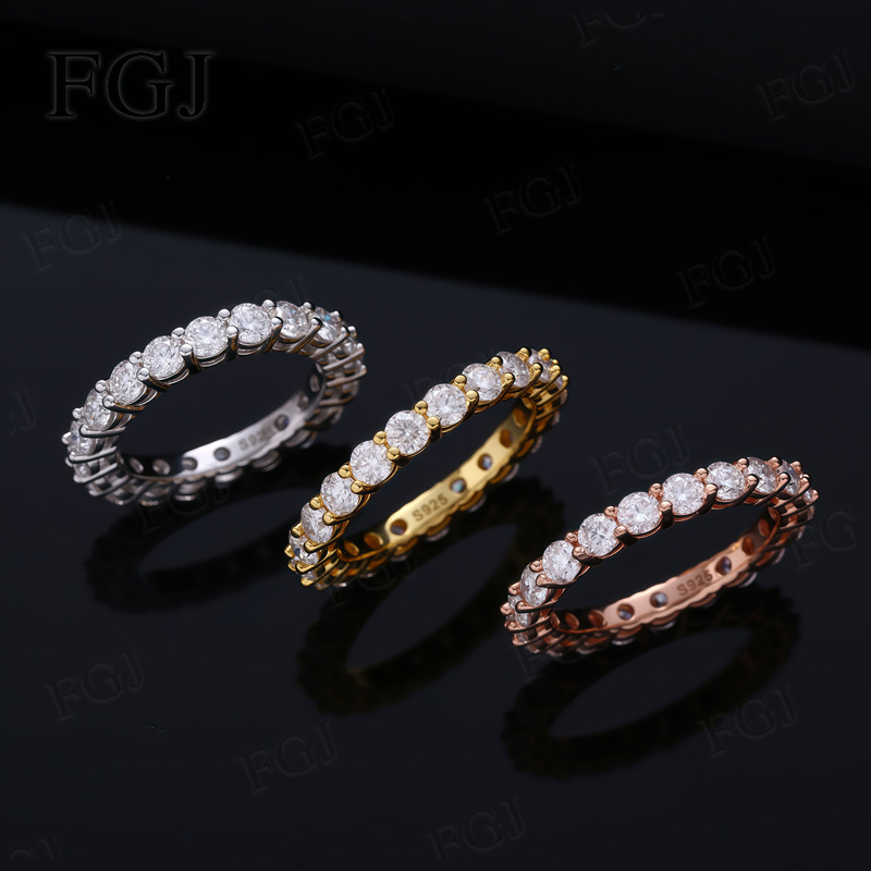 Cincin Wanita Perak Sterling 9 - Moissanite Eternity Band Ring Stackable ulasan dan harga