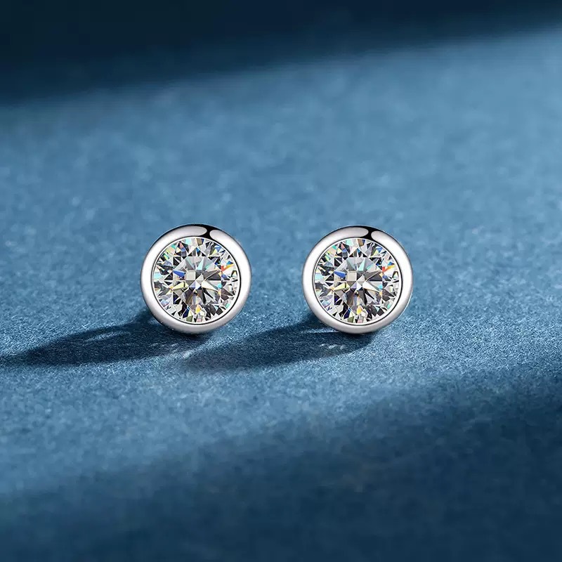 Anting Tusuk Moissanite 1ct un - Moissanite Stud Earrings Round Cut 1Ct ulasan dan harga