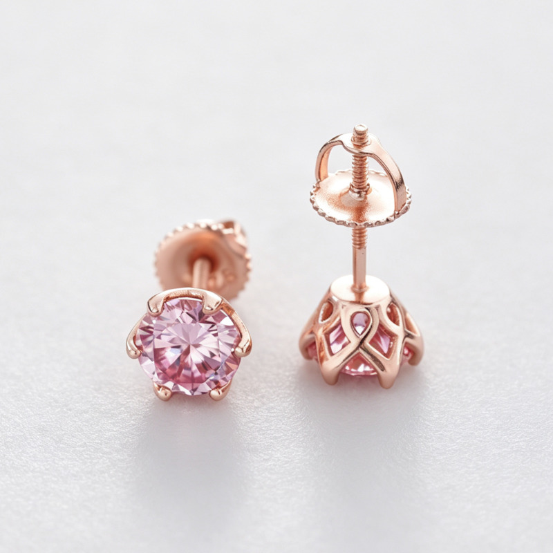 Anting-anting berlian moissani - Moissanite Stud Earrings Round Cut 1Ct ulasan dan harga