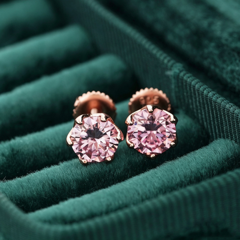Anting-anting berlian moissani - Moissanite Stud Earrings Round Cut 1Ct ulasan dan harga