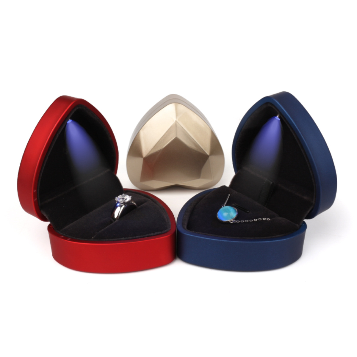 Kotak Cincin Kreatif Bentuk Ha - Velvet Ring Box Led Light Proposal ulasan dan harga