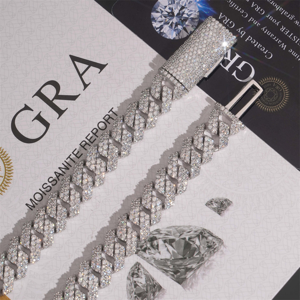 Kalung Rantai Kuba Moissanite  - Moissanite Cuban Link Chain Iced Out ulasan dan harga