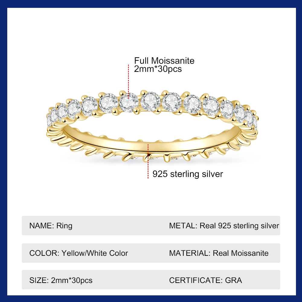 Cincin Moissanite Sweetrain 2m - Moissanite Eternity Band Ring Stackable ulasan dan harga