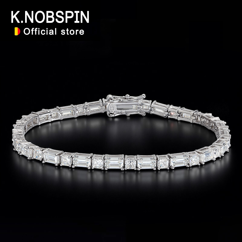 KNOBSPIN Gelang Tenis Moissani - Moissanite Tennis Bracelet 925 Sterling ulasan dan harga