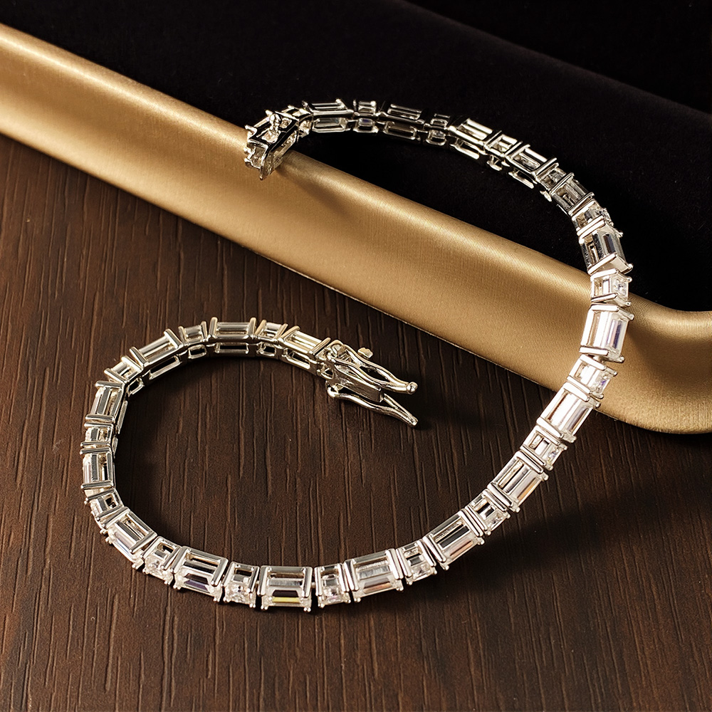 KNOBSPIN Gelang Tenis Moissani - Moissanite Tennis Bracelet 925 Sterling ulasan dan harga
