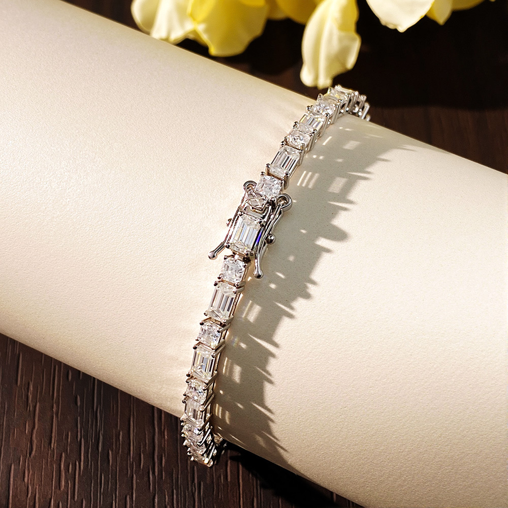 KNOBSPIN Gelang Tenis Moissani - Moissanite Tennis Bracelet 925 Sterling ulasan dan harga