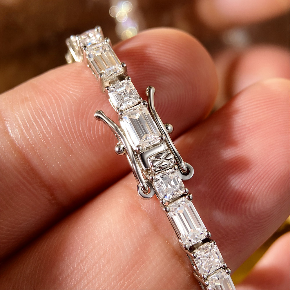 KNOBSPIN Gelang Tenis Moissani - Moissanite Tennis Bracelet 925 Sterling ulasan dan harga