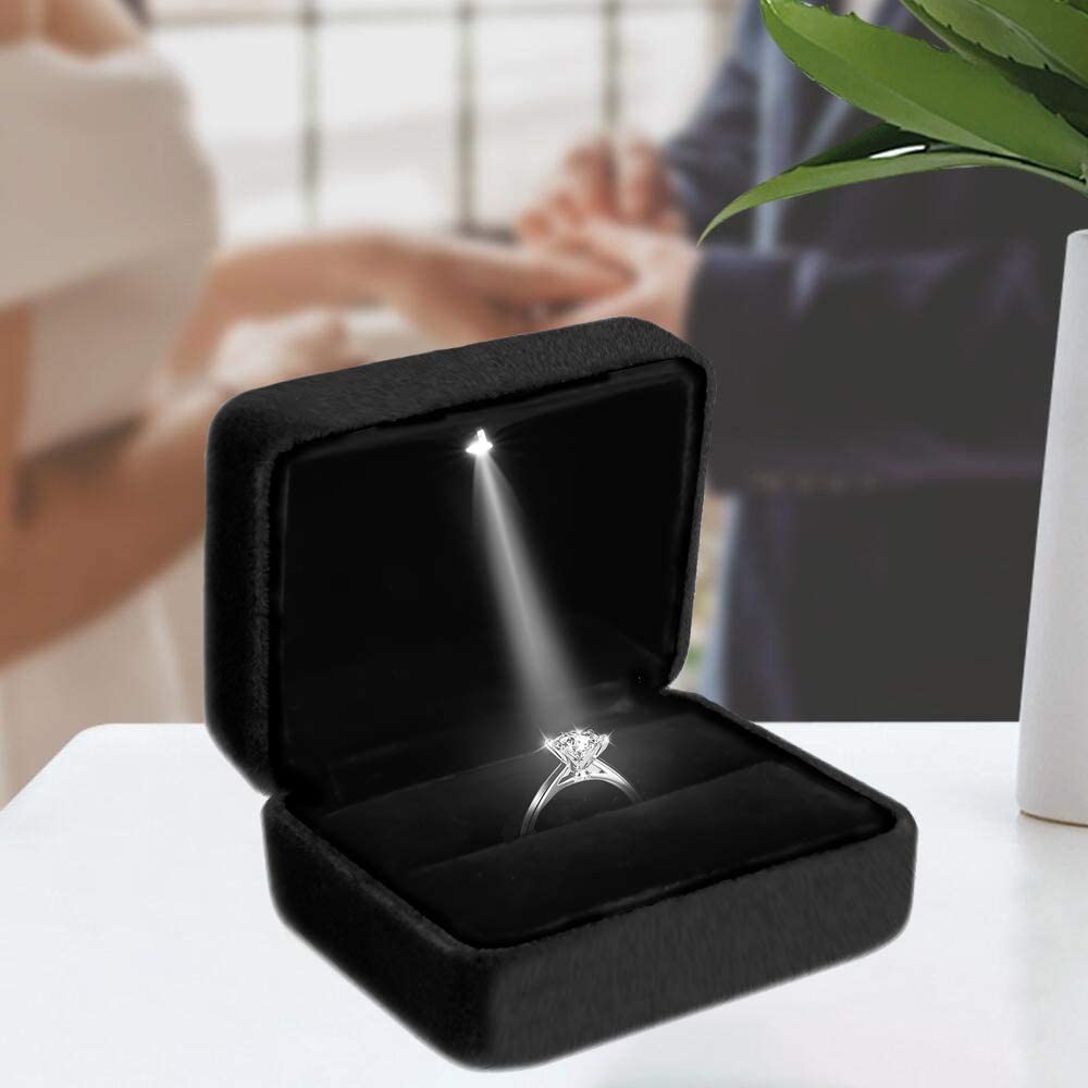 Kotak Cincin Lampu LED Beludru - Velvet Ring Box Led Light Proposal ulasan dan harga
