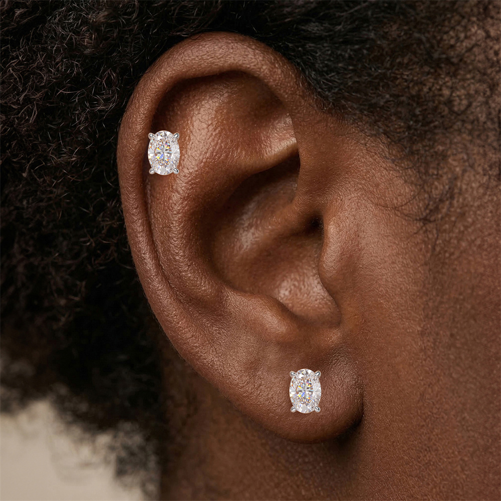 KOJ 1PC Anting Tusuk Perak S92 - Moissanite Stud Earrings Round Cut 1Ct ulasan dan harga