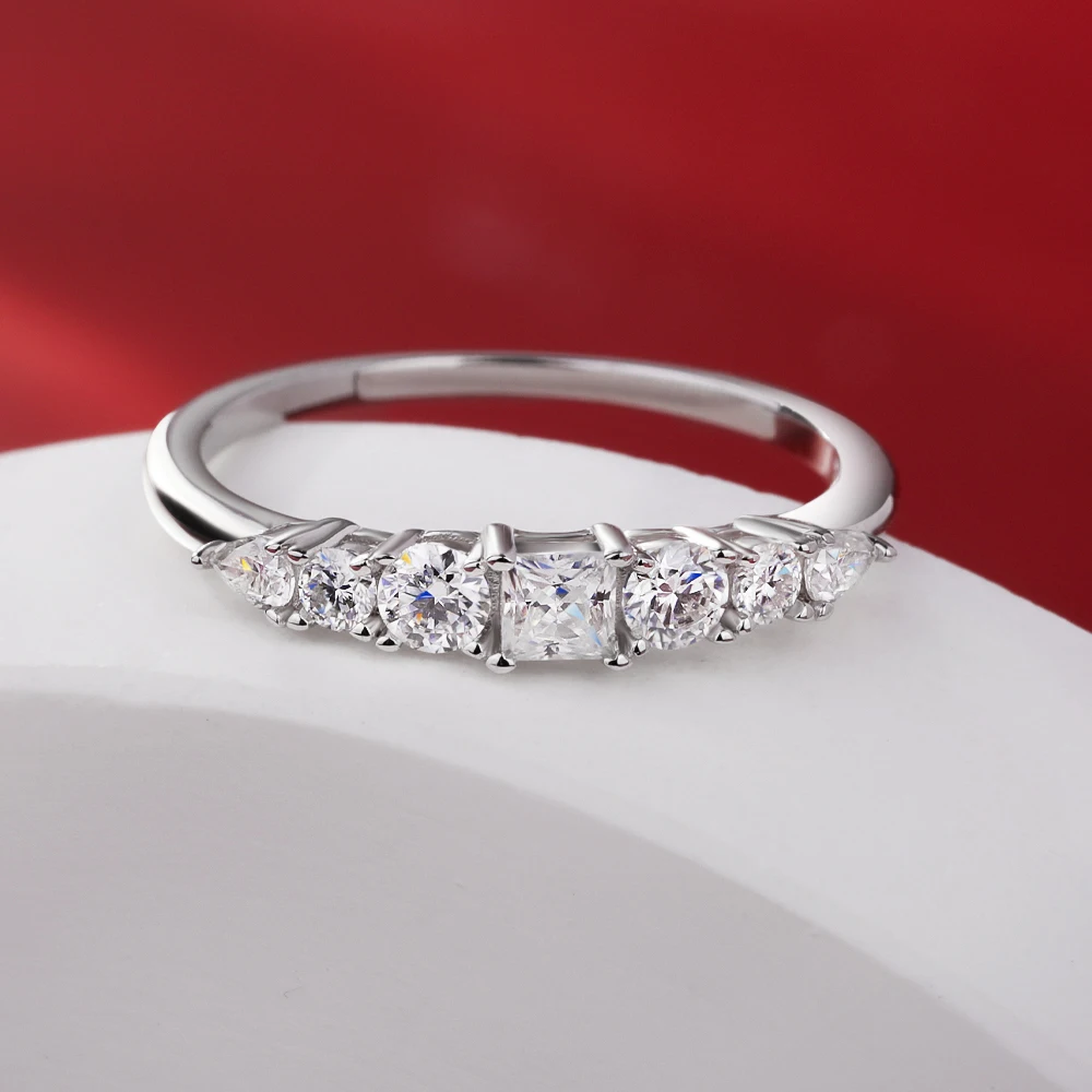 QIBAOKU Cincin Eternity Moissa - Moissanite Eternity Band Ring Stackable ulasan dan harga