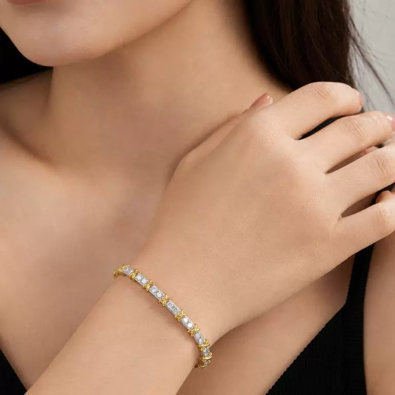 Gelang Tenis Wanita TY Two-Ton - Moissanite Tennis Bracelet 925 Sterling ulasan dan harga