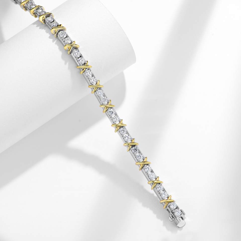 Gelang Tenis Wanita TY Two-Ton - Moissanite Tennis Bracelet 925 Sterling ulasan dan harga