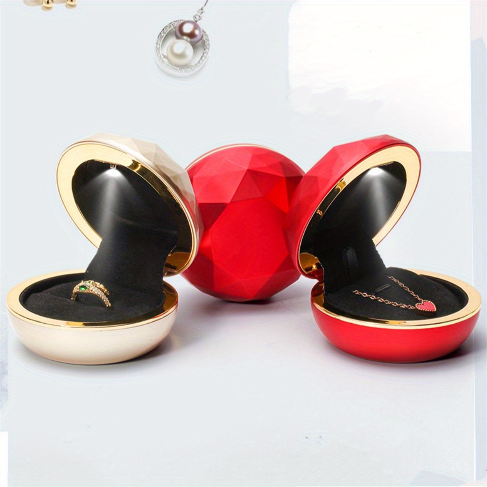 Kotak Cincin Kreatif, Kotak Pe - Velvet Ring Box Led Light Proposal ulasan dan harga