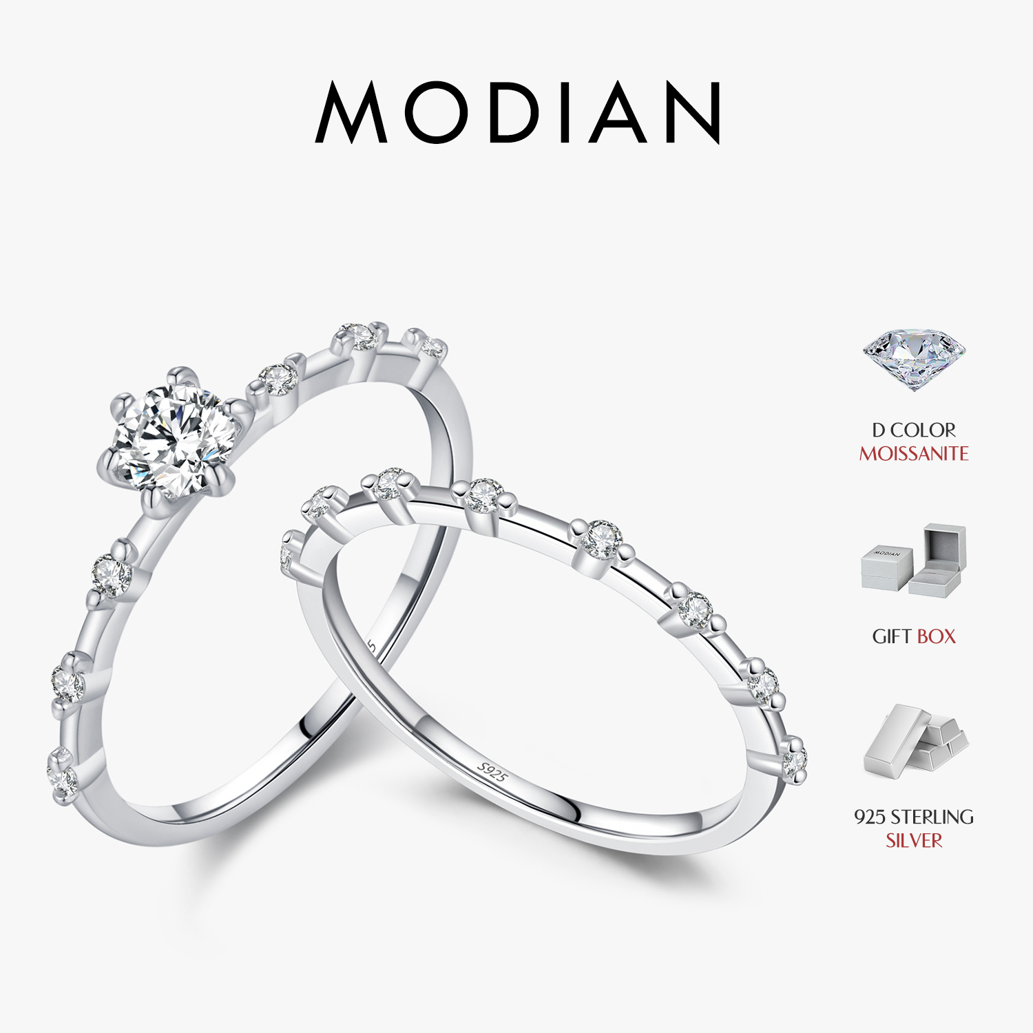 MODIAN D Color Moissanite pern - Moissanite Eternity Band Ring Stackable ulasan dan harga