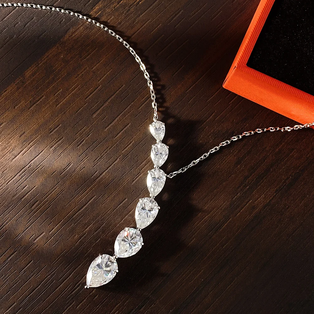 FCGJHW Kalung Liontin Moissani - Moissanite Pendant Necklace Solitaire ulasan dan harga
