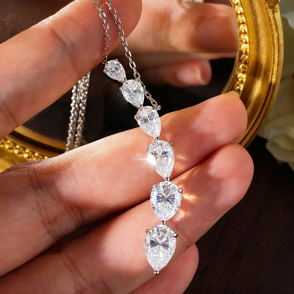 FCGJHW Kalung Liontin Moissani - Moissanite Pendant Necklace Solitaire ulasan dan harga