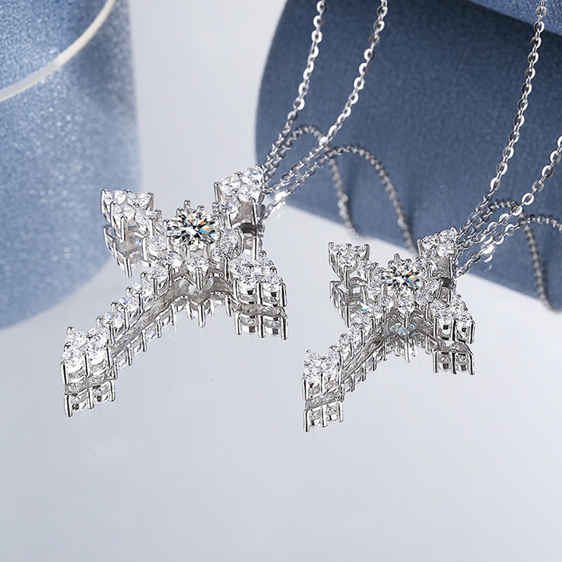 IOGOU kalung liontin salib Moi - Moissanite Pendant Necklace Solitaire ulasan dan harga