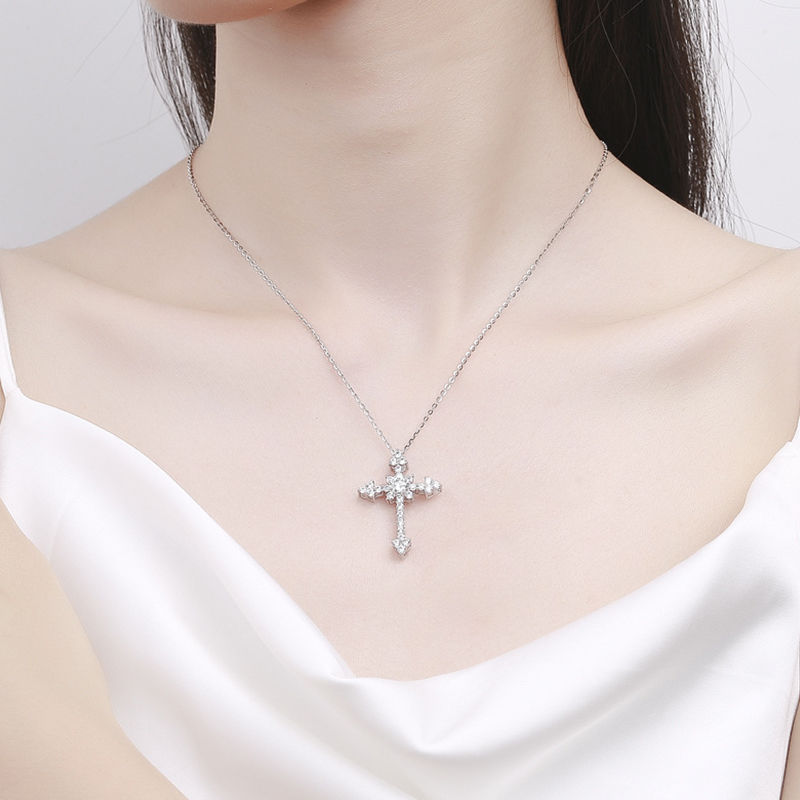 IOGOU kalung liontin salib Moi - Moissanite Pendant Necklace Solitaire ulasan dan harga