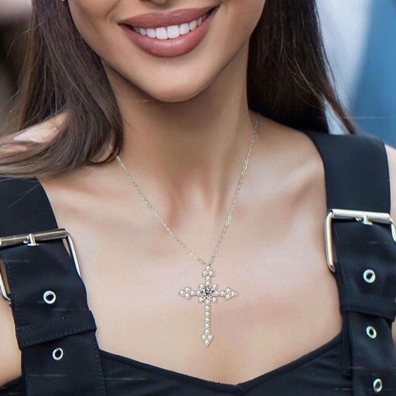 IOGOU kalung liontin salib Moi - Moissanite Pendant Necklace Solitaire ulasan dan harga