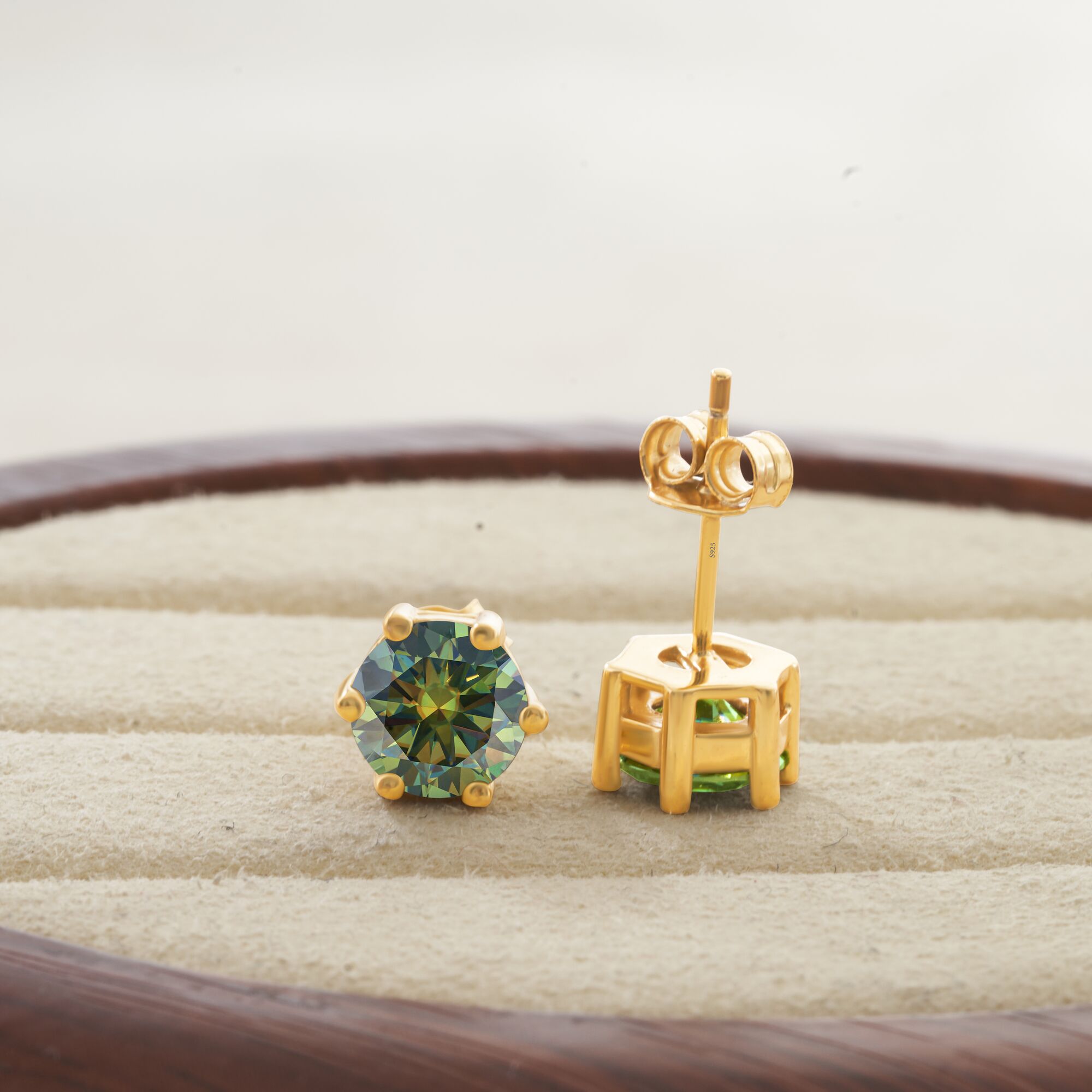 Anting Kancing Moissanite 925  - Moissanite Stud Earrings Round Cut 1Ct ulasan dan harga