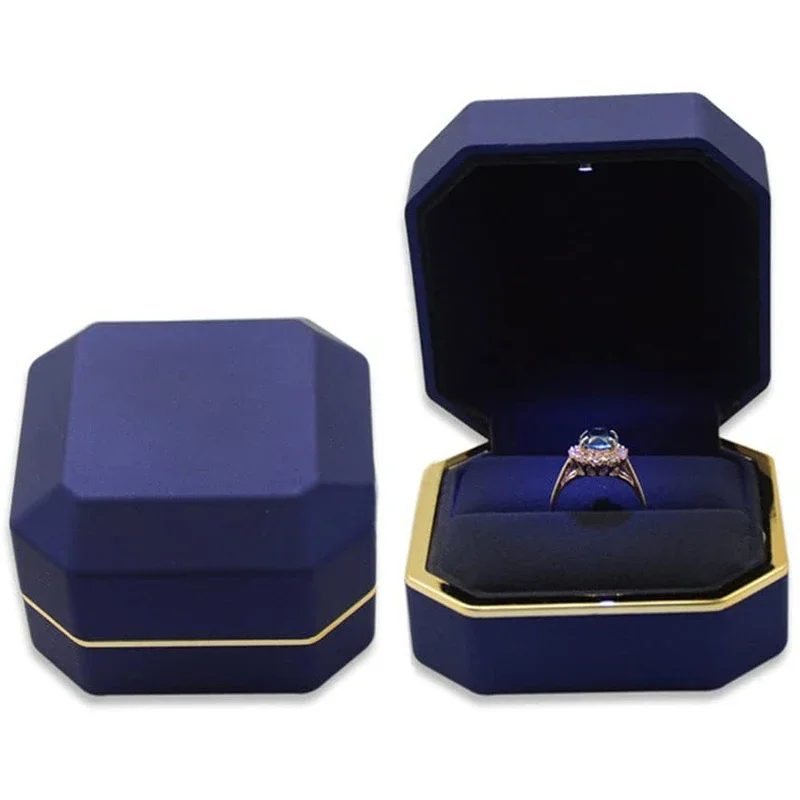 Kotak Cincin Baru 1PCS Kotak C - Velvet Ring Box Led Light Proposal ulasan dan harga