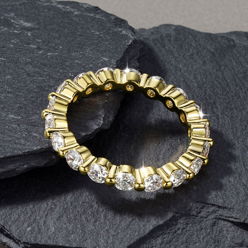 Abestecom D Color Cincin Berla - Moissanite Eternity Band Ring Stackable ulasan dan harga