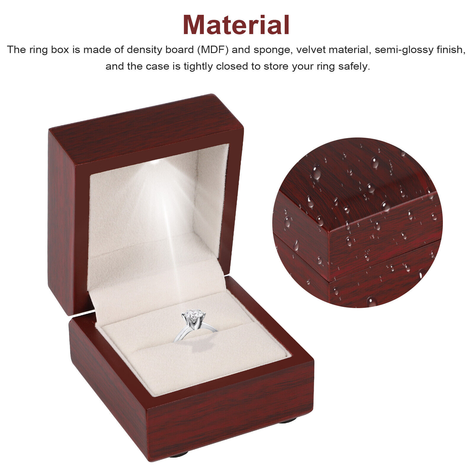 Kotak Cincin Kayu Berlampu LED - Velvet Ring Box Led Light Proposal ulasan dan harga