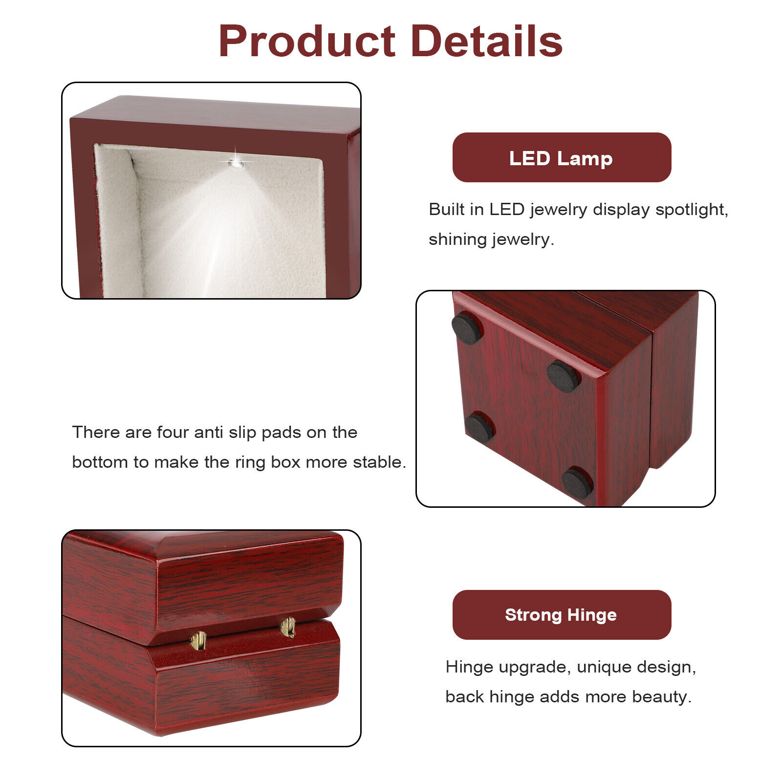 Kotak Cincin Kayu Berlampu LED - Velvet Ring Box Led Light Proposal ulasan dan harga