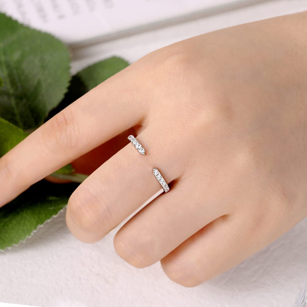 M-JAJA Cincin Terbuka Moissani - Moissanite Eternity Band Ring Stackable ulasan dan harga