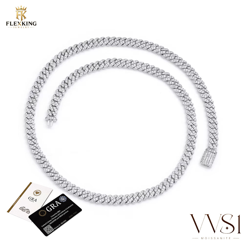 FLEXKING Kalung Rantai Kuba Mo - Moissanite Cuban Link Chain Iced Out ulasan dan harga
