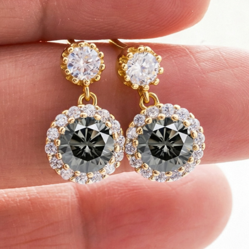 Jellystory S925 Anting Perak M - Moissanite Stud Earrings Round Cut 1Ct ulasan dan harga