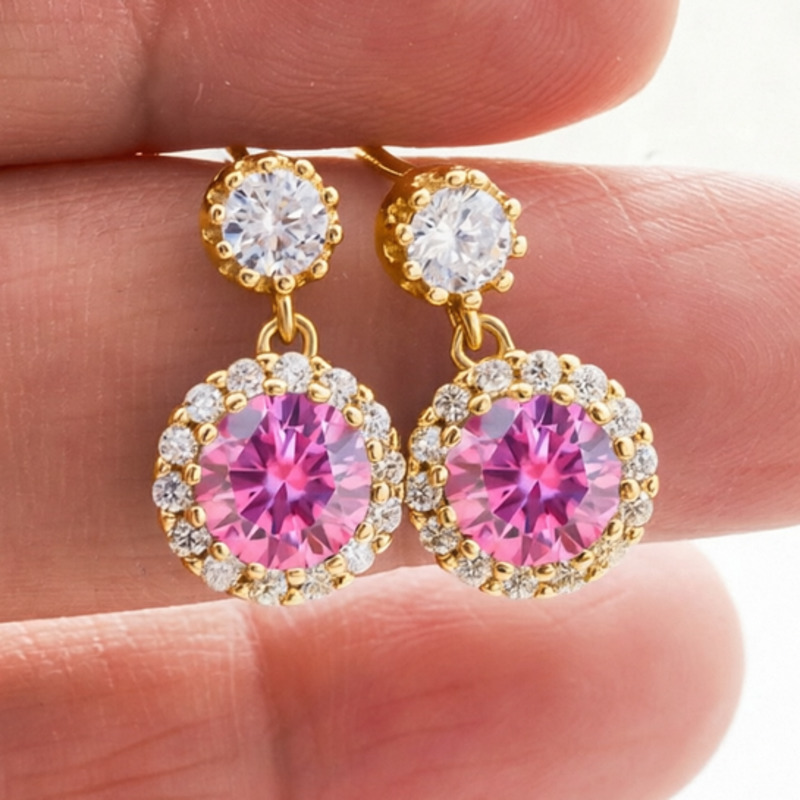 Jellystory S925 Anting Perak M - Moissanite Stud Earrings Round Cut 1Ct ulasan dan harga
