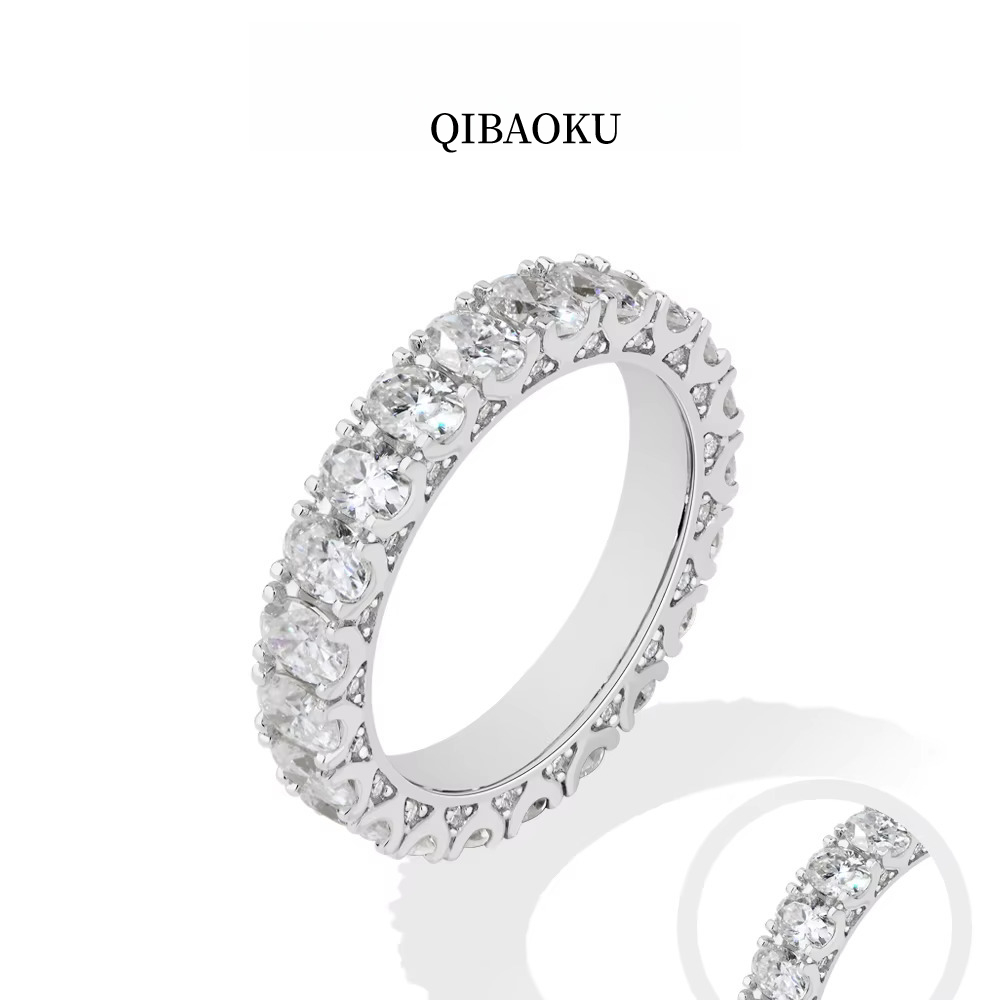 Cincin Moissanite Berongga den - Moissanite Eternity Band Ring Stackable ulasan dan harga