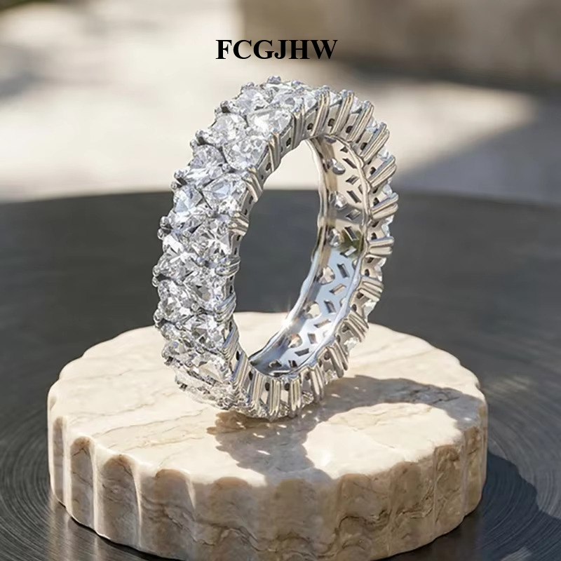 FCGJHW Cincin Moissanite Bentu - Moissanite Eternity Band Ring Stackable ulasan dan harga