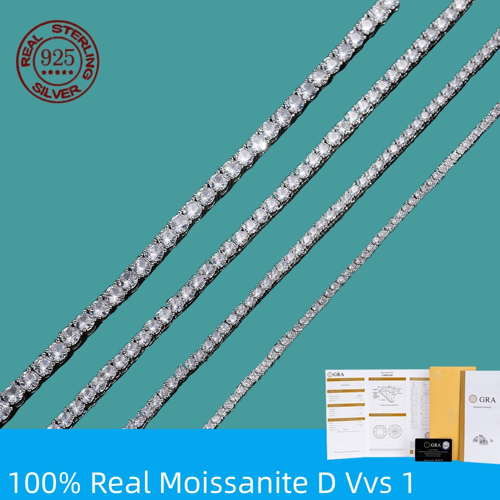 Kalung Tenis Moissanite 2-6mm  - Moissanite Tennis Bracelet 925 Sterling ulasan dan harga