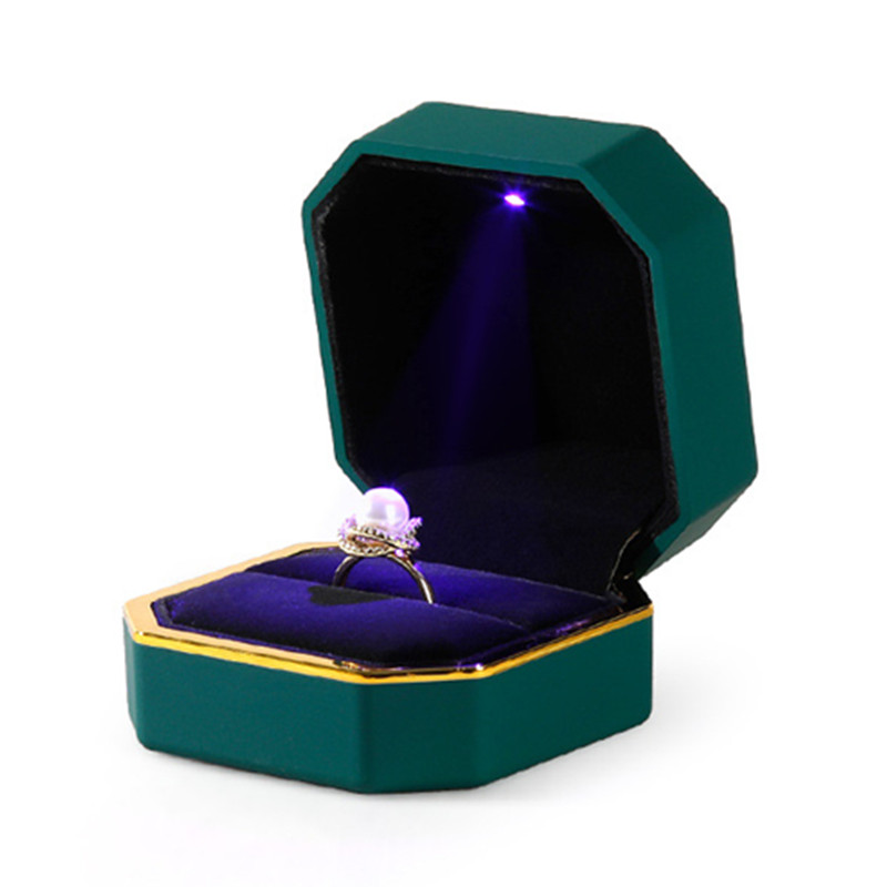 1 Buah Kotak Cincin Perhiasan  - Velvet Ring Box Led Light Proposal ulasan dan harga
