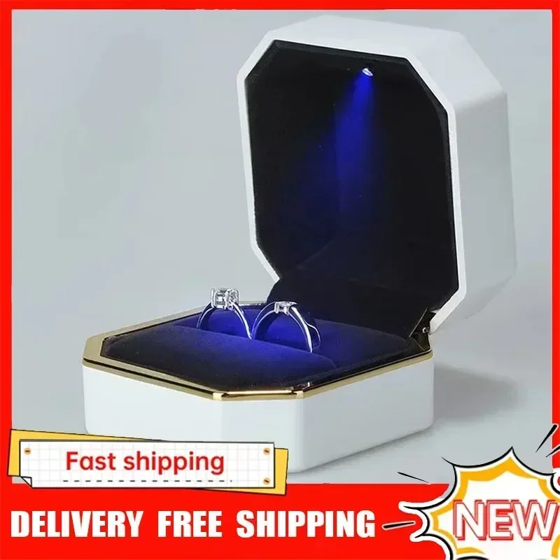 Kotak Cincin Mewah Persegi Bel - Velvet Ring Box Led Light Proposal ulasan dan harga