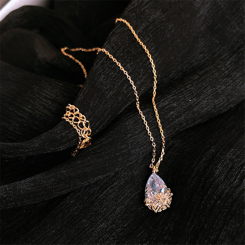Liontin Berlian Lab Tetesan Ai - Moissanite Pendant Necklace Solitaire ulasan dan harga