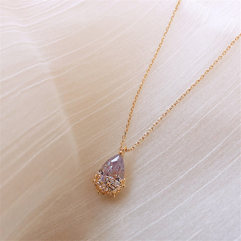 Liontin Berlian Lab Tetesan Ai - Moissanite Pendant Necklace Solitaire ulasan dan harga