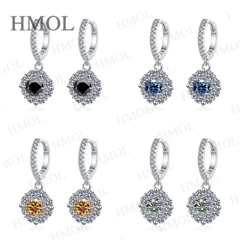 Anting Moissanite Potongan Bul - Moissanite Stud Earrings Round Cut 1Ct ulasan dan harga