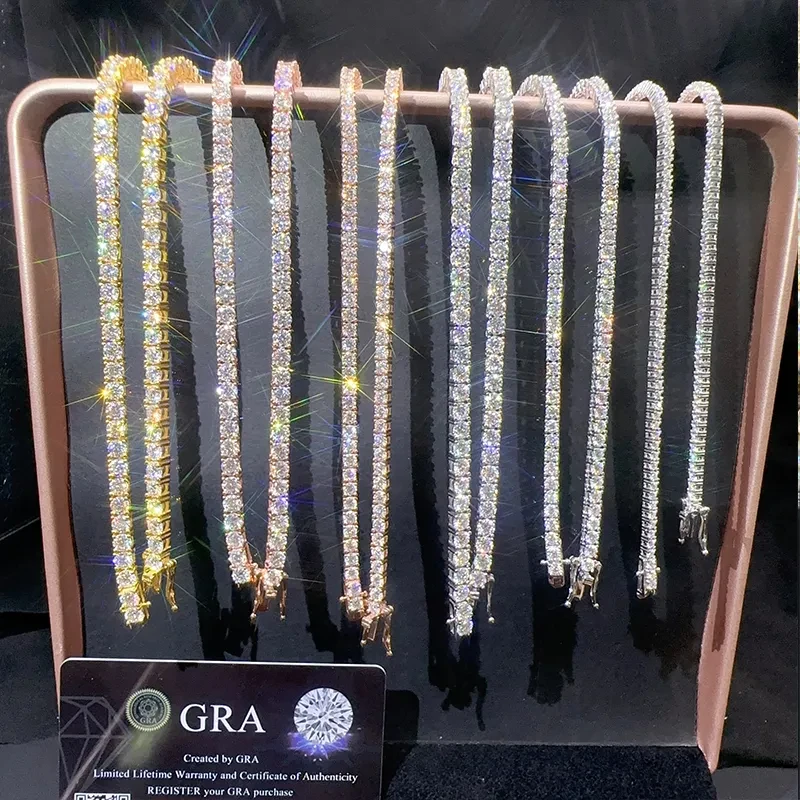 Rantai tenis moissanite buatan - Moissanite Tennis Bracelet 925 Sterling ulasan dan harga