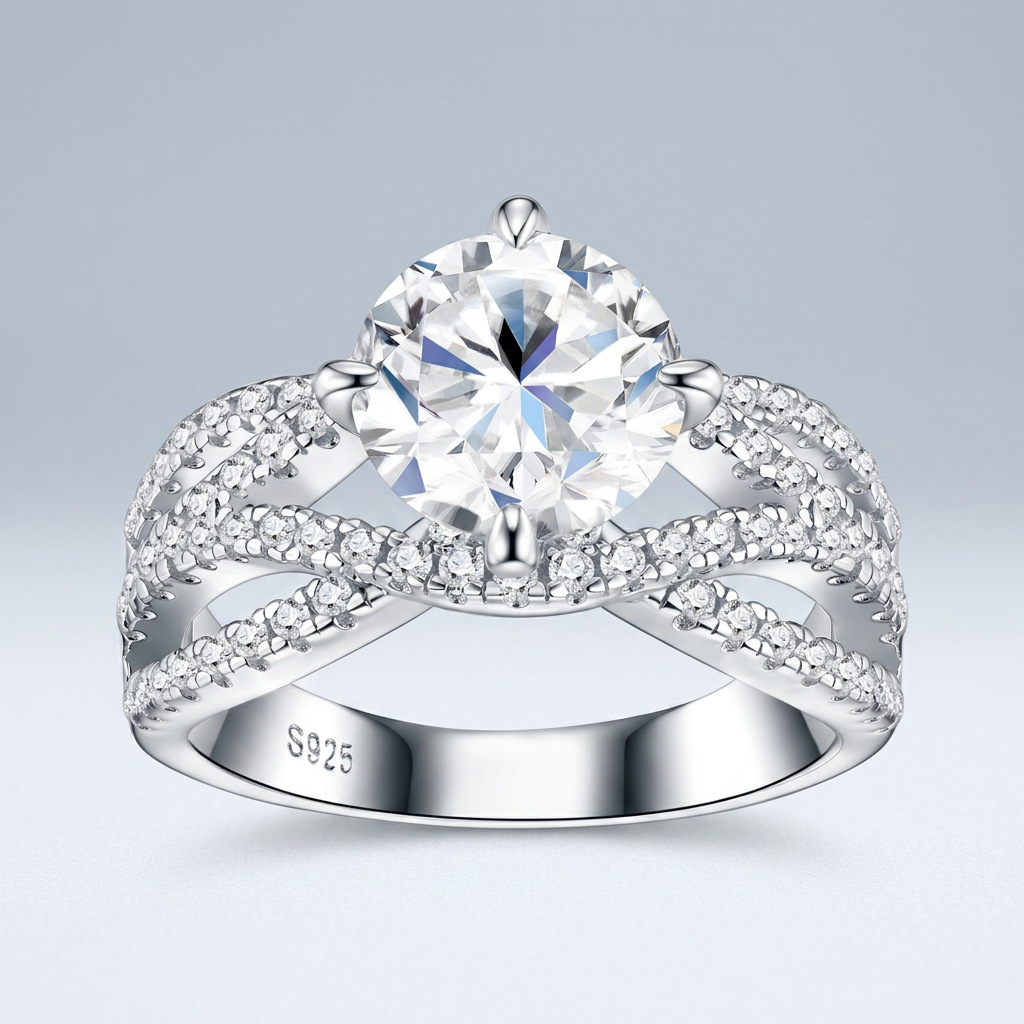 Cincin pertunangan dan pernika - Moissanite Engagement Ring 2 Carat D Vvs1 ulasan dan harga