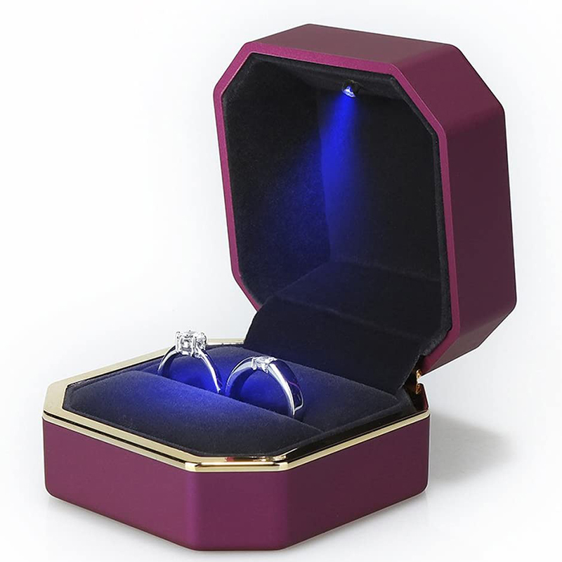 Kotak perhiasan LED, 1 buah ka - Velvet Ring Box Led Light Proposal ulasan dan harga