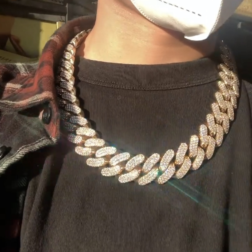 600g Rantai Kuba Moissanite VV - Moissanite Cuban Link Chain Iced Out ulasan dan harga