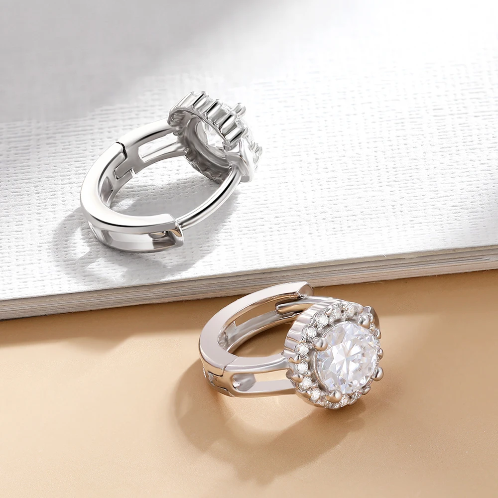 Anting-anting Moissanite Poton - Moissanite Stud Earrings Round Cut 1Ct ulasan dan harga