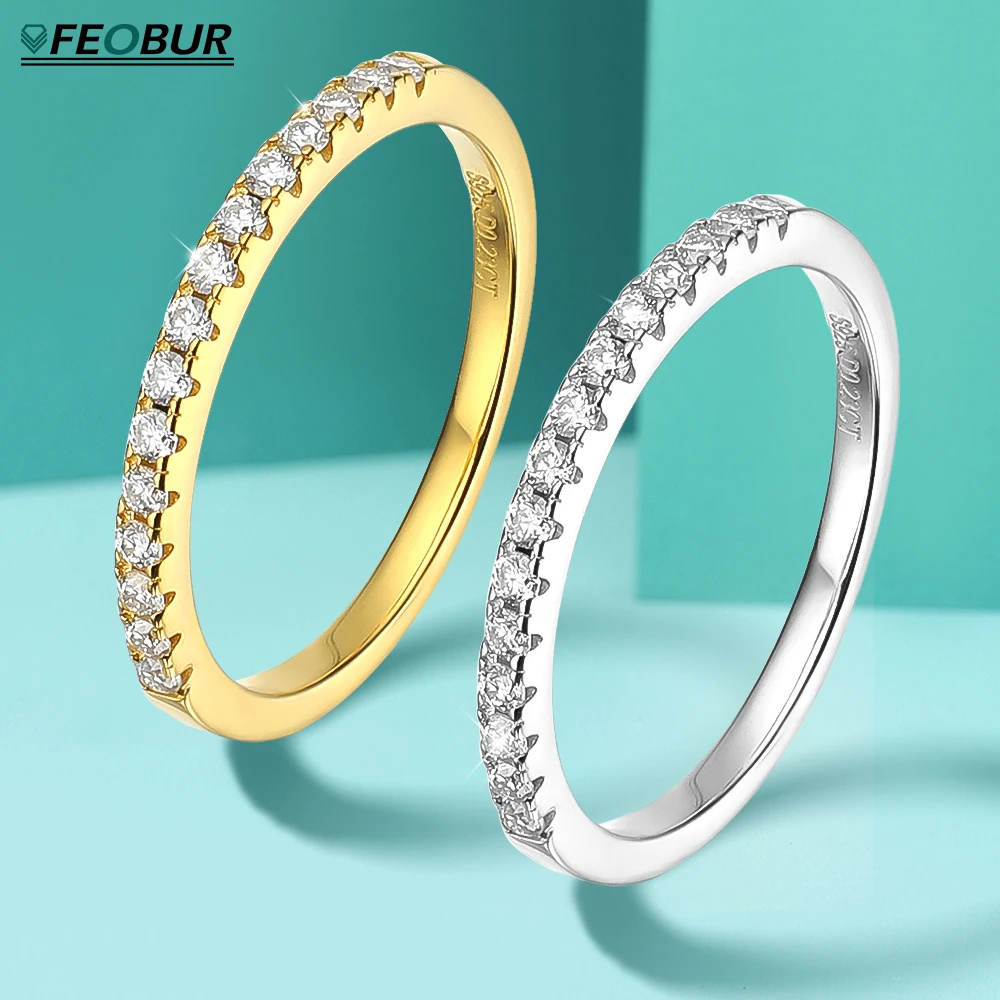 FEOBUR Cincin Berlian Moissani - Moissanite Eternity Band Ring Stackable ulasan dan harga